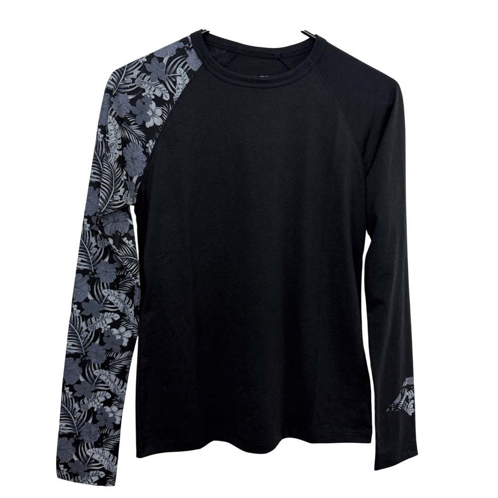 PXG Shirt Womens XS Black Floral Aloha Sleeve Raglan Crew Neck Golf Top Casual